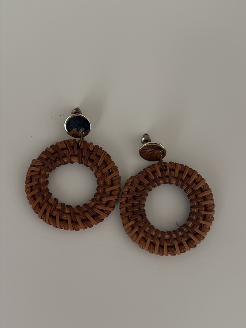 Woven Rattan Hoop Earrings